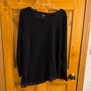 Simply Vera Vera Wang Textured Black Long Sleeve Top